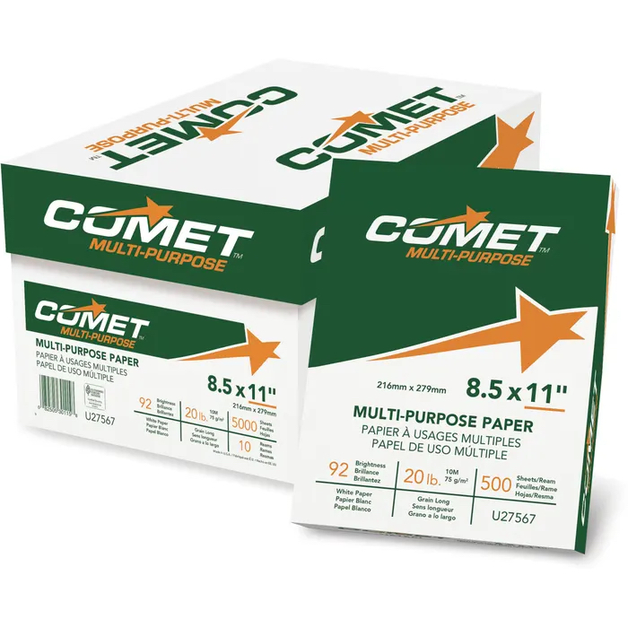 COMET® Multipurpose 20 lb. Copy Paper 92-Bright White 8.5x11 in. 5000 Sheet Cartons